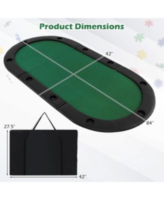 Portable 84 x 42 Inch 10-Player Foldable Padded Poker Table Top-Green