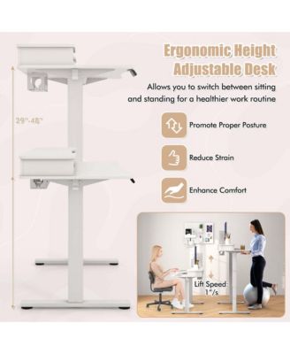 48"x 24" Electric Standing Desk with 2 Drawers Monitor Stand Storage Shelf