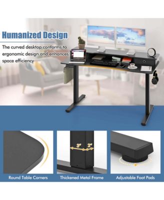 55"x 24" Electric Standing Desk with 2 Drawers Monitor Stand Storage Shelf