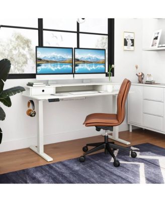 55"x 24" Electric Standing Desk with 2 Drawers Monitor Stand Storage Shelf
