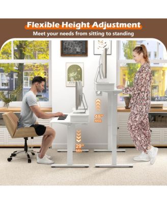55"x 24" Electric Standing Desk with 2 Drawers Monitor Stand Storage Shelf