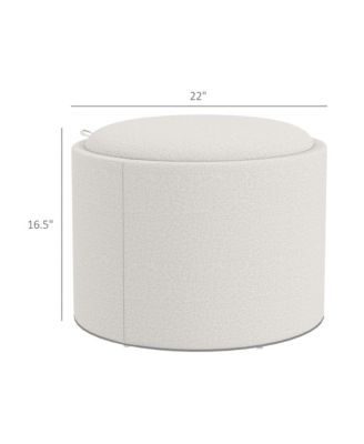 Round Storage Ottoman Table with Flip Top Tray,
