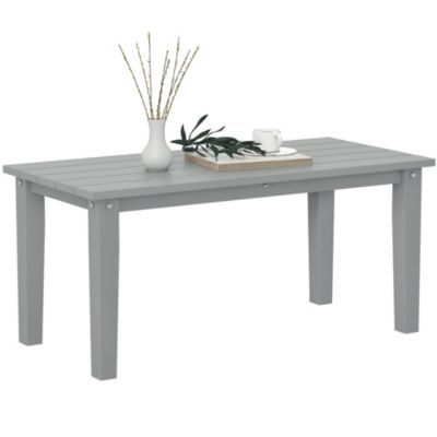 Rectangle Outdoor Patio Table, HDPE Slatted Design