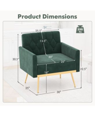 Modern Velvet Accent Chair with Button Tufted Back Metal Legs and Adjustable Foot Pads