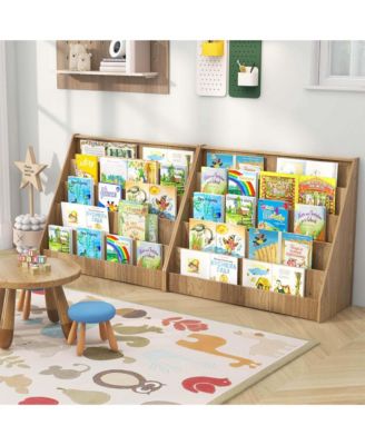 5 Tier Kids Bookshelf with Anti-Tipping Device Kids-friendly Height for Bedroom