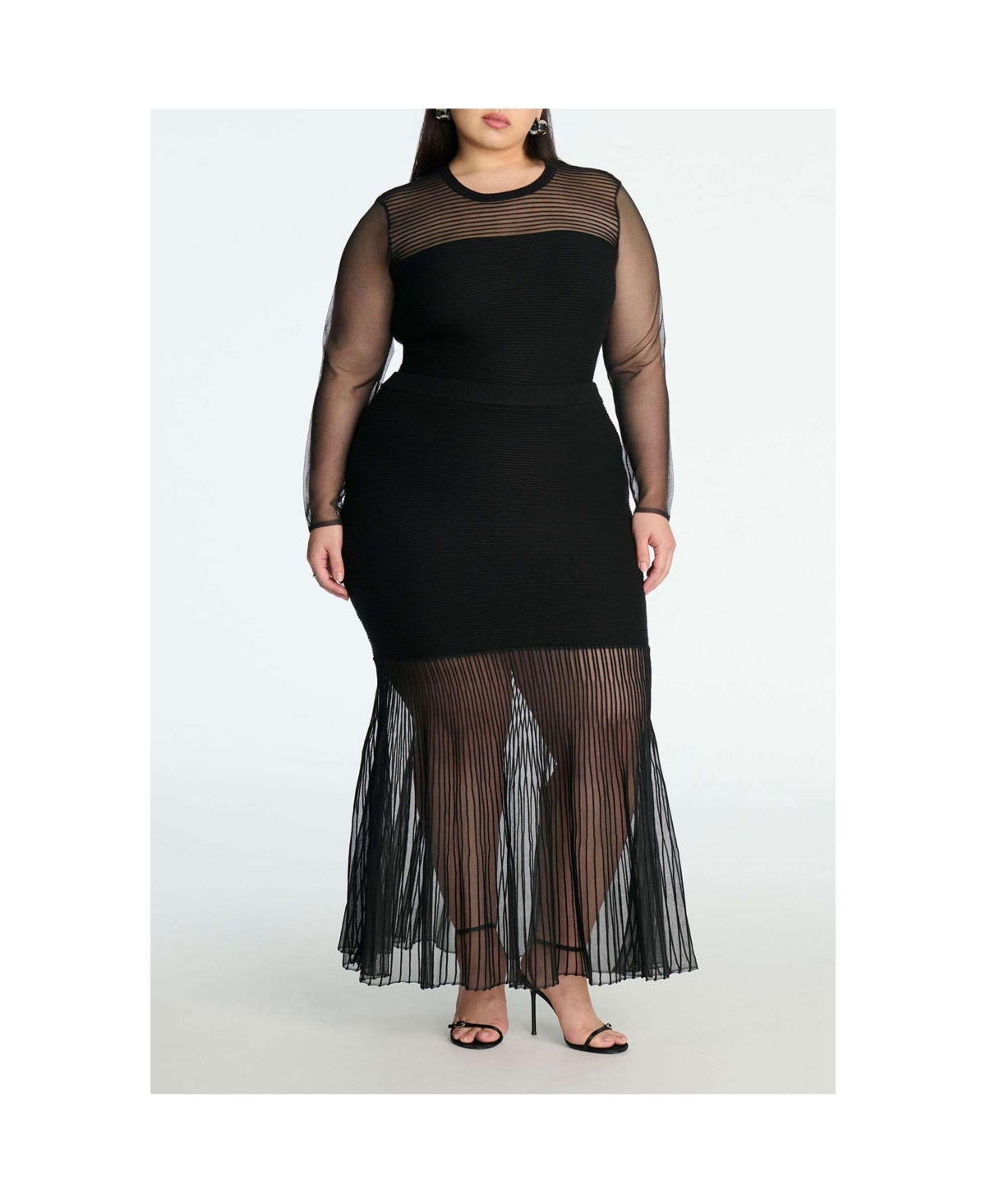 Women's Plus Size Sweater Trumpet Skirt - Black onyx