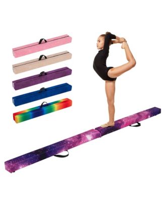 8 FT Folding Gymnastic Beam with Anti-slip Base Pine Wood Frame Carrying Handle
