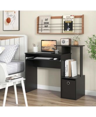 Home Office Computer Desk Space-saving Study Writing Desk with Keyboard Tray