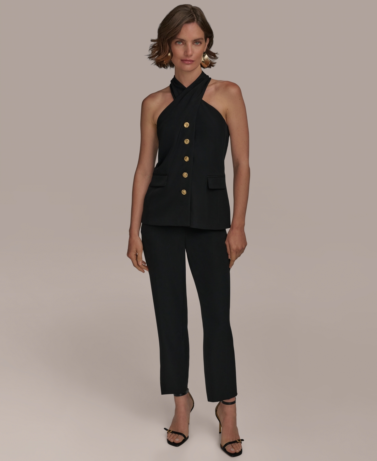 DONNA KARAN WOMEN'S HALTER VEST, REGULAR & PETITE 