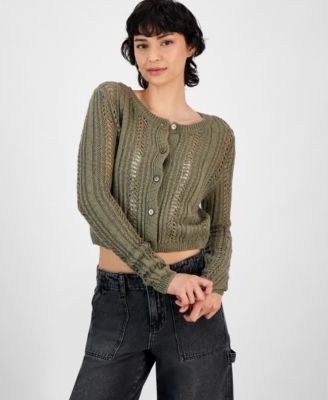 And Now This - Women's Pointelle-Knit Scoop-Neck Cardigan