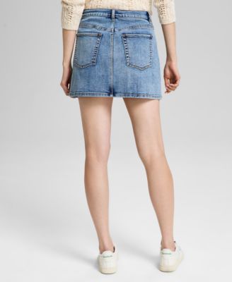 And Now This Women's Drawstring Denim Mini Skirt
