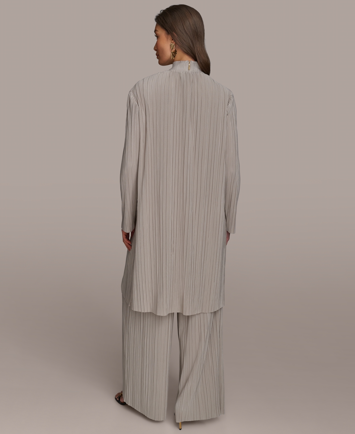 Shop Donna Karan Women's Open-front Plisse Cardigan In Clay