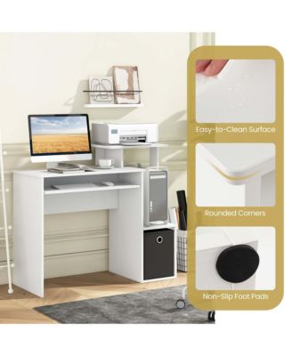 Home Office Computer Desk Space-saving Study Writing Desk with Keyboard Tray