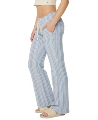 Juniors' Oceanside Striped Wide-Leg Beach Pants