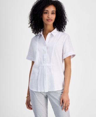 Tommy Hilfiger - Women's Linen-Blend Short-Sleeve Shirt