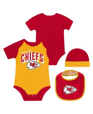 Baby Boys and Girls Kansas City Chiefs Dynamic Duo Bodysuit, Bib Knit Hat Set