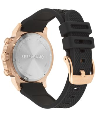 Men's Swiss Chronograph Sport Black Silicone Strap Watch 44mm