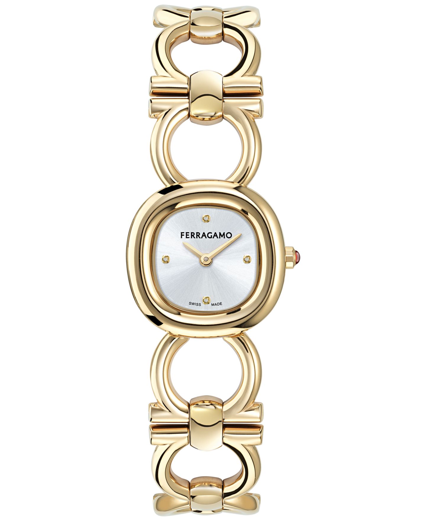 Женские часы Ferragamo Swiss Double Gancini Gold Ion Plated Link Bracelet Watch 25mm — фото 1
