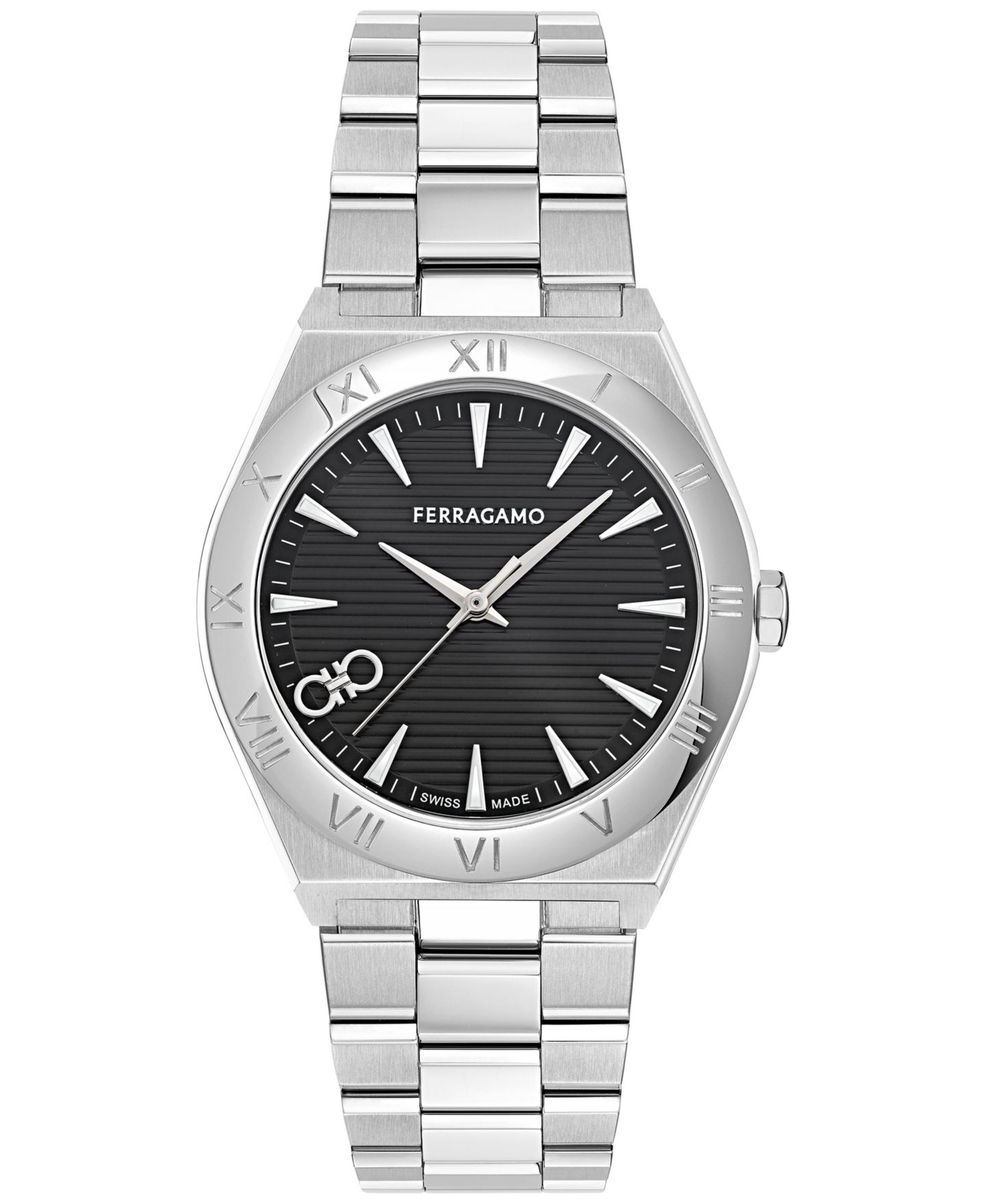 Мужские часы Ferragamo Swiss Vega Stainless Steel Bracelet Watch 40mm — фото 1