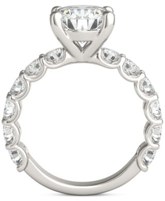 Moissanite Solitaire & Trellis-Set Side Stone Ring (3-3/4 ct. t.w.) in 14k White Gold