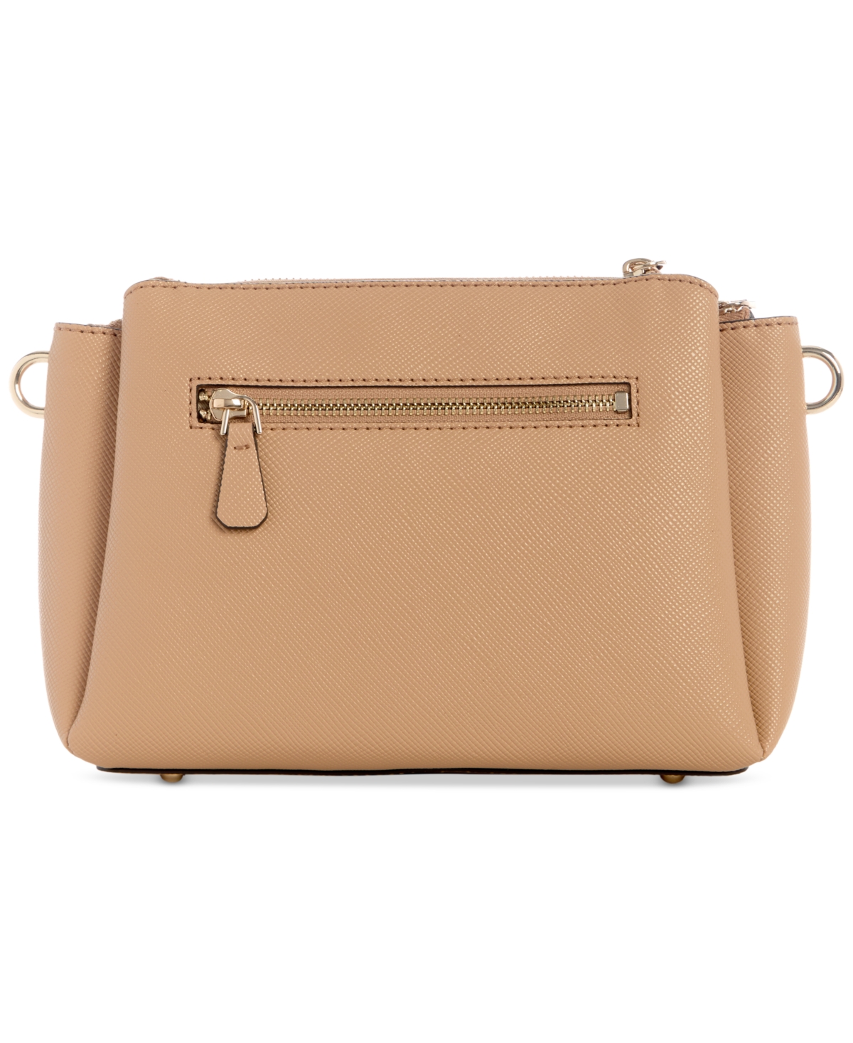 Shop Guess Noelle Triple Compartment Crossbody In Beige
