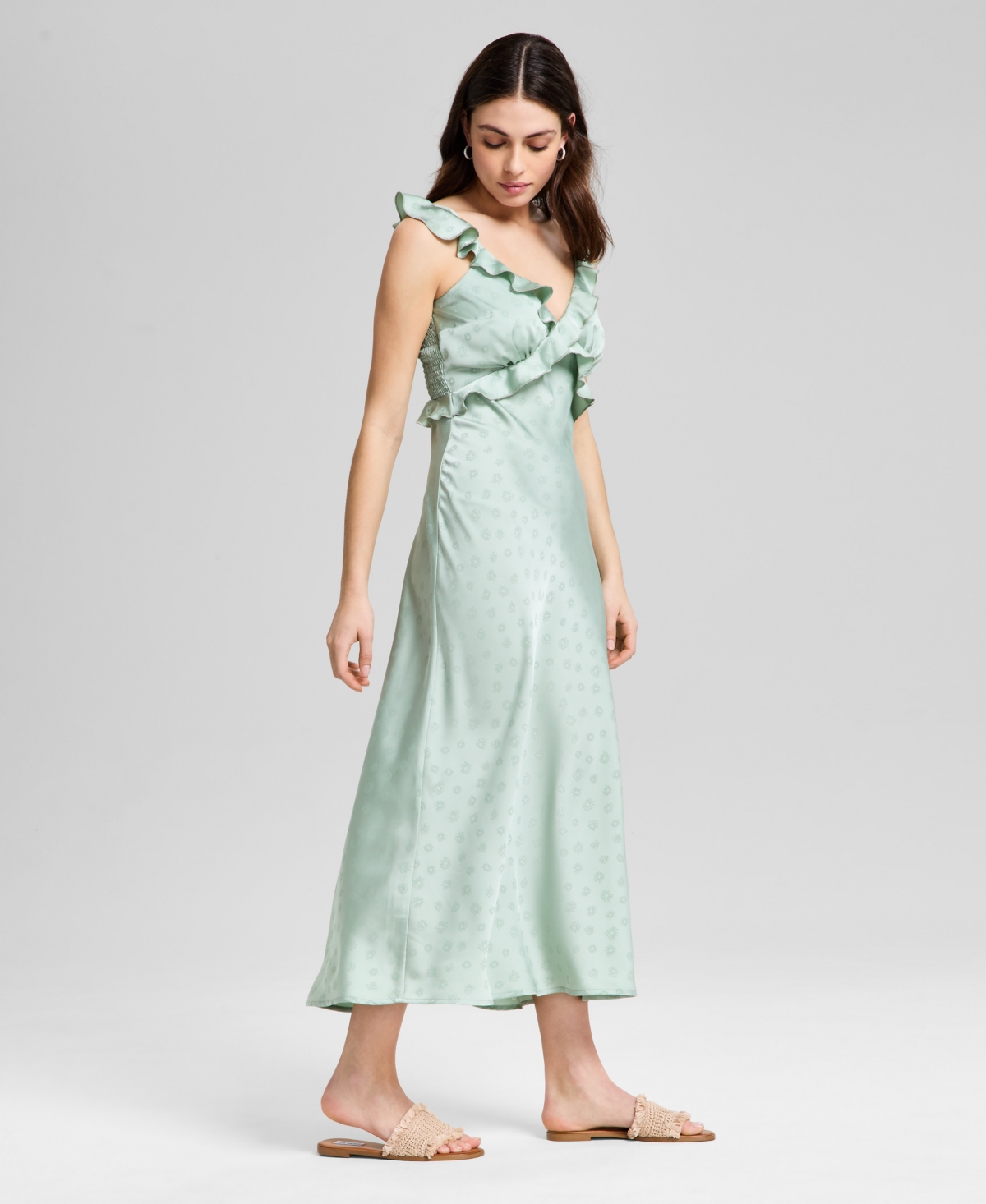 AND NOW THIS WOMEN'S CRISSCROSS RUFFLED SLIP DRESS, EXCLUSIVELY AT MACY'S 