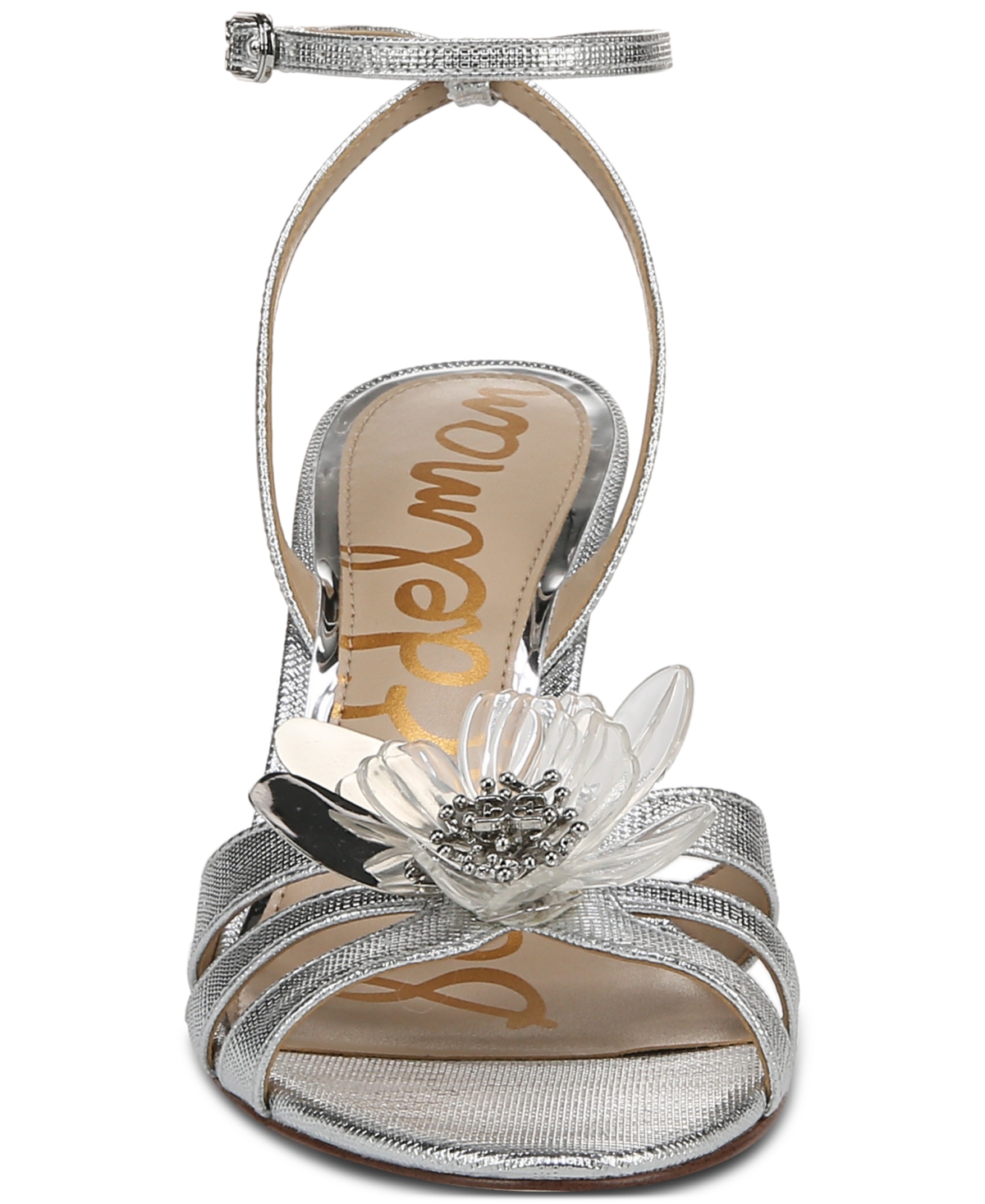 Sam Edelman Joanna Ankle Strap Sandal In Soft Silver Faux Leather