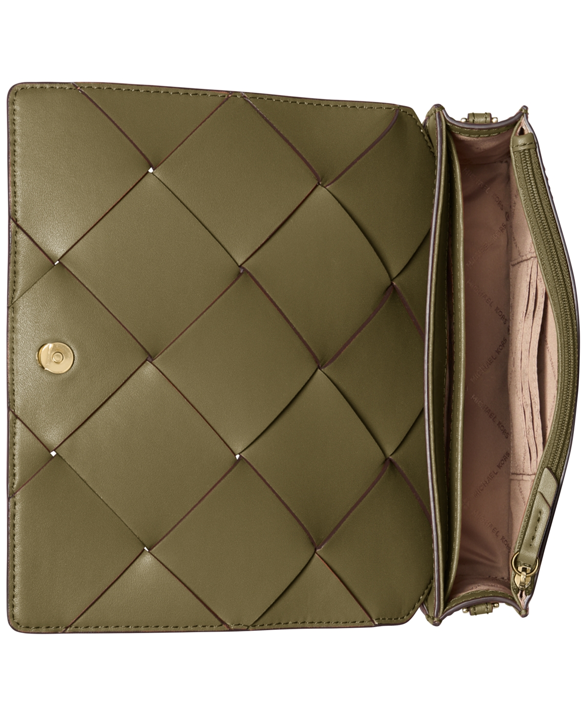 Michael Kors Michael  Jet Set Small Flap Chain Leather Crossbody In Safari Green