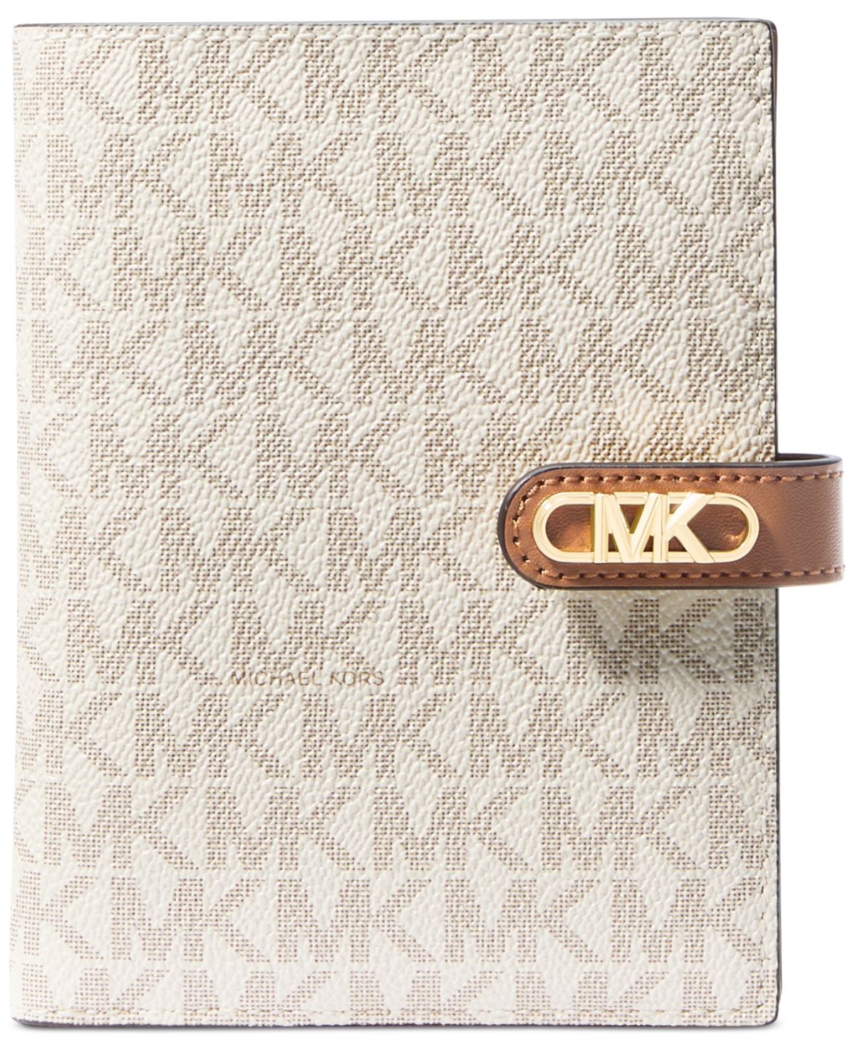 Michael Kors Michael  Empire Medium Tab Passport Wallet In Vanilla,acorn