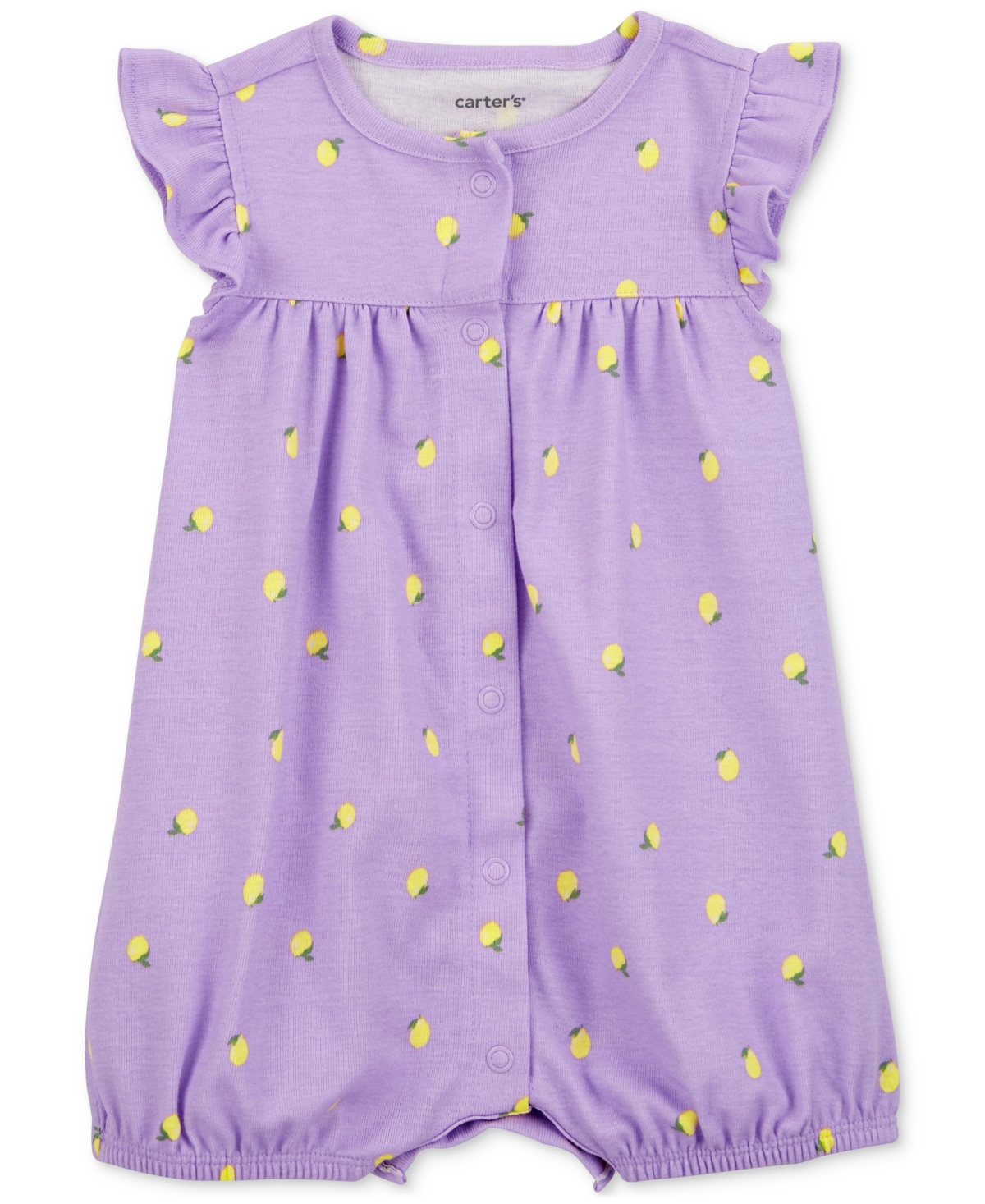 Carter's Baby Girls Lemons Snap-up Cotton Romper In Purple