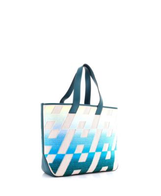 Pre-Owned Hermes 40 Cabas H en Biais Tote Tufted Motif Canvas with Leather