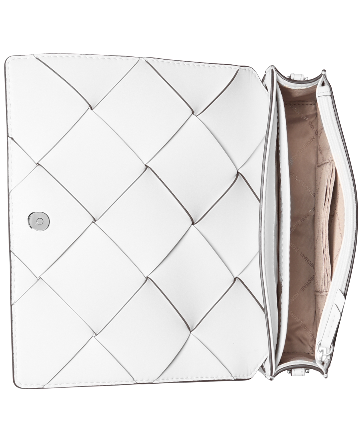 Michael Kors Michael  Jet Set Small Flap Chain Leather Crossbody In Optic White