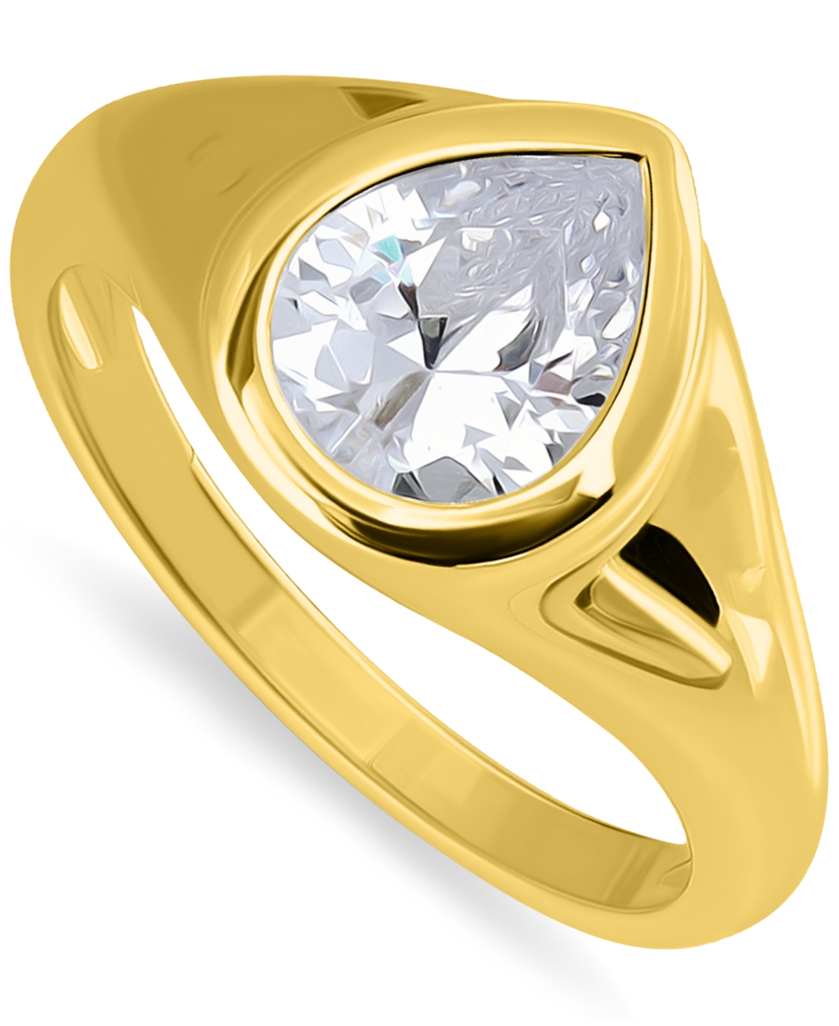 Giani Bernini Cubic Zirconia Pear-shape Statement Ring (2-1/2 Ct. T.w.) In 18k Gold-plated Sterling Silver, Exclus In Gold