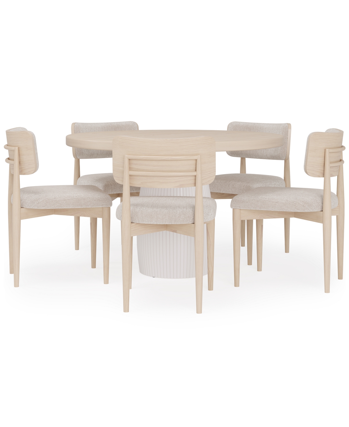 Macy's Lunare 6-pc. Dining Set (round Table & 5 Curved Chairs), Created For  In Sand