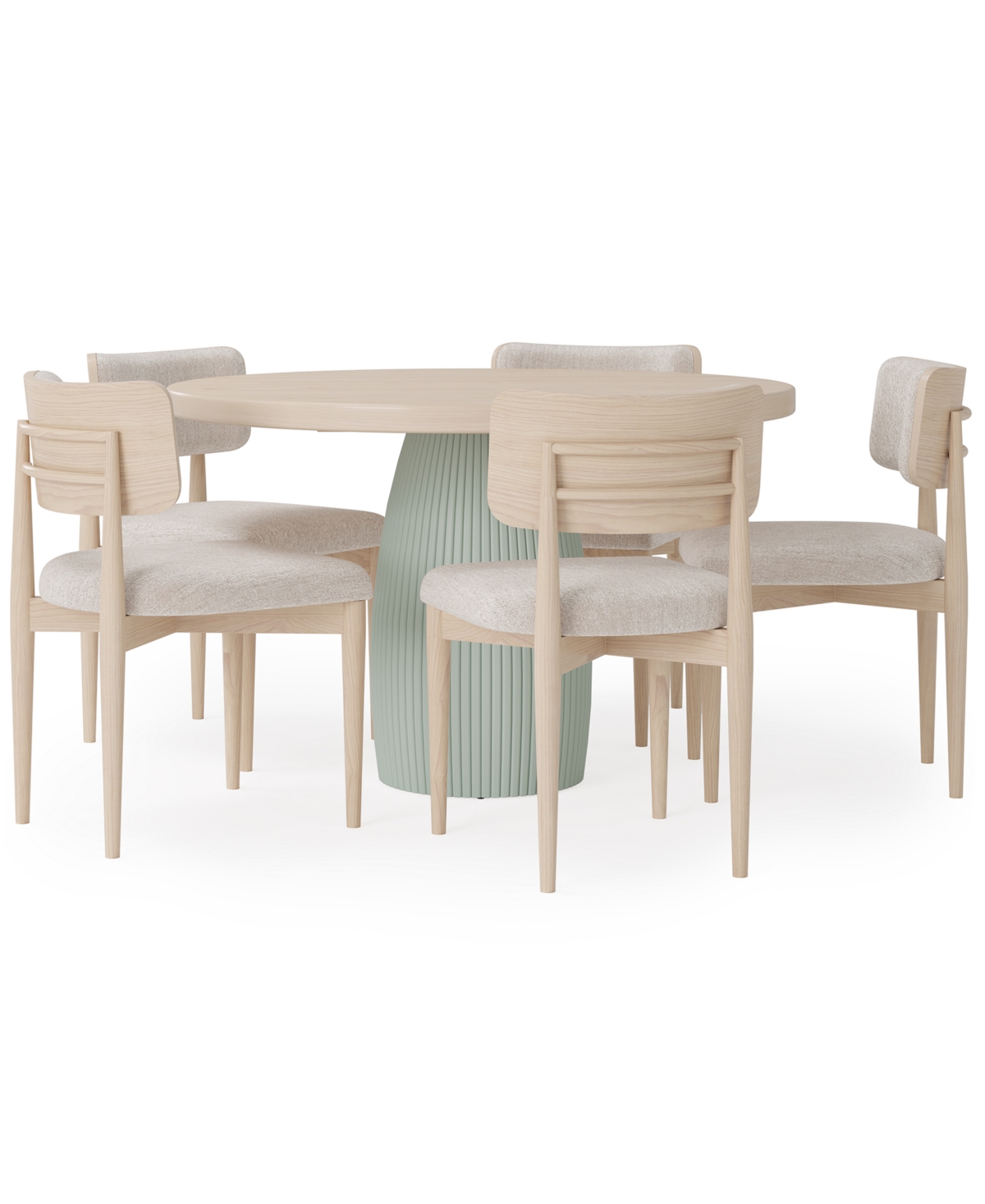 Macy's Lunare 6-pc. Dining Set (round Table & 5 Curved Chairs), Created For  In Sand,jade