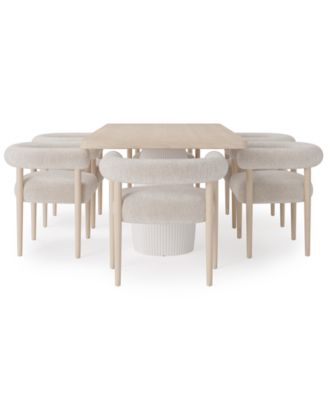 Lunare 7-Pc. Dining Set (Rectangular Table & 6 Rolled Back Chairs)