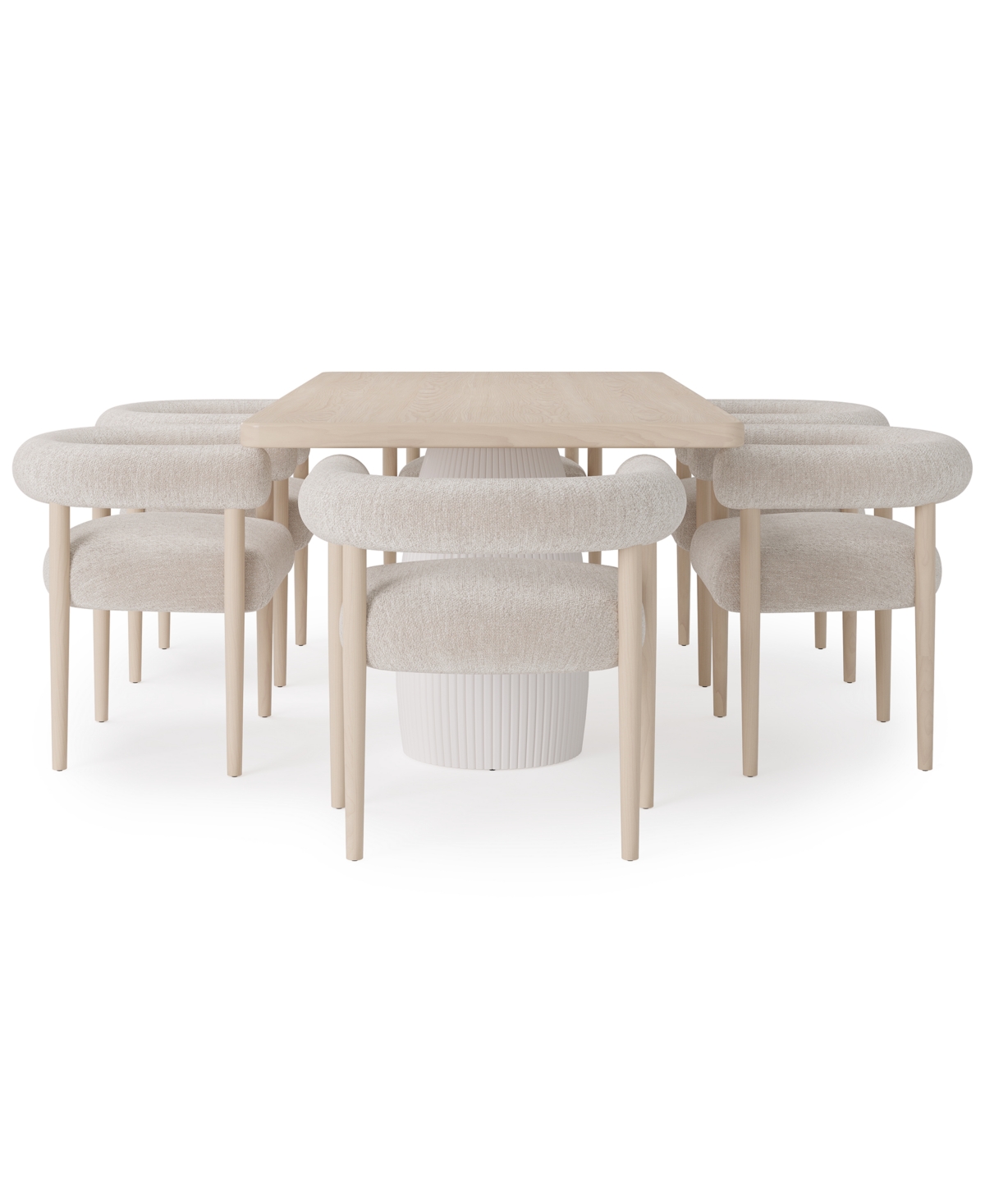 Macy's Lunare 7-pc. Dining Set (rectangular Table & 6 Rolled Back Chairs) In No Color