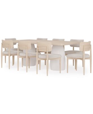 Lunare 9-Pc. Dining Set (Rectangular Table & 8 Curved Chairs)