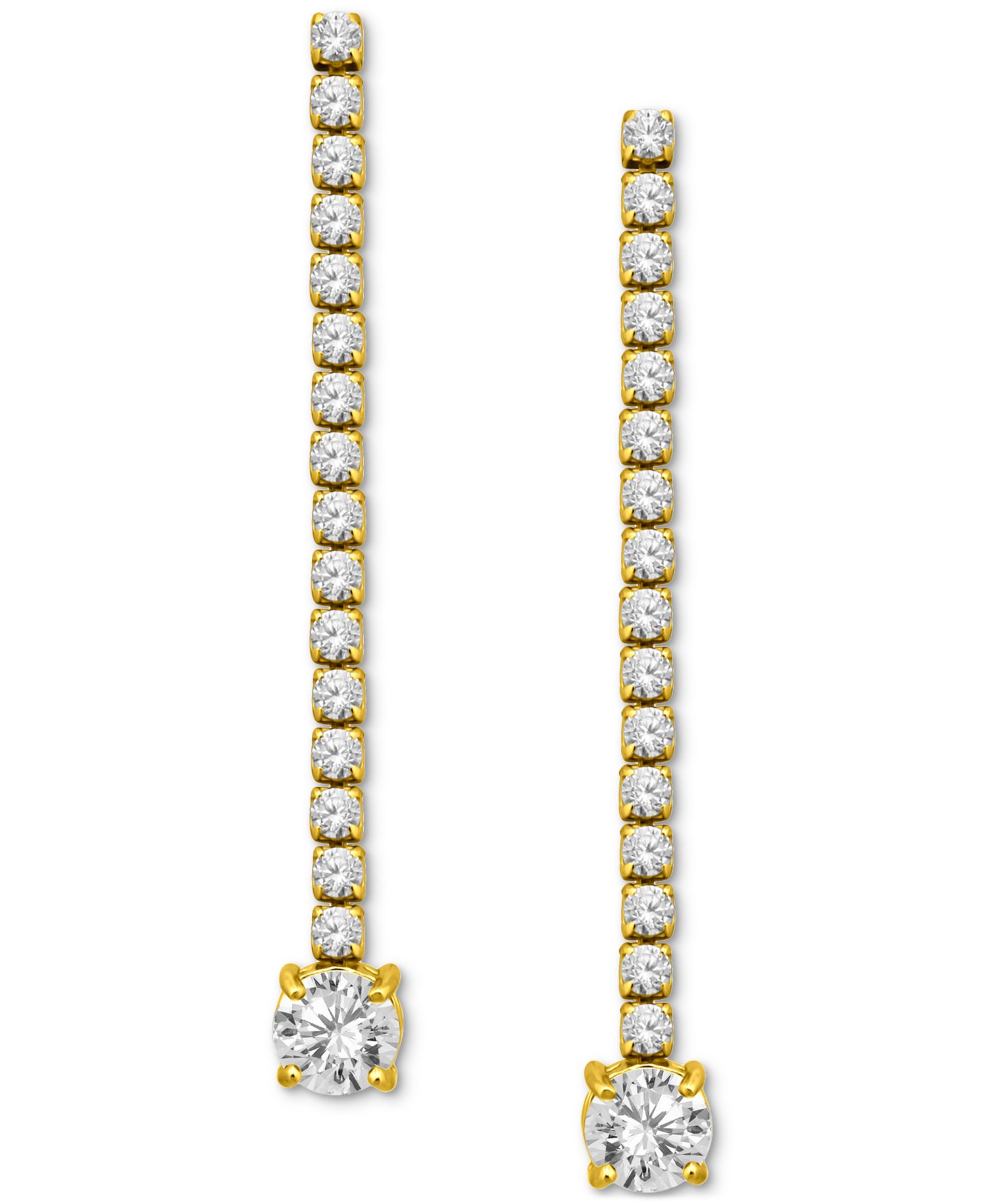 Cubic Zirconia Linear Drop Earrings