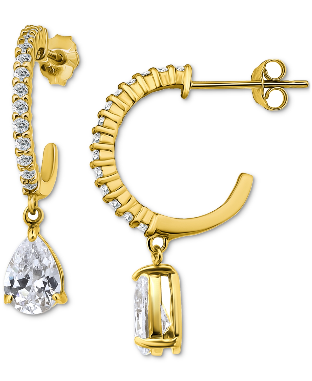 Giani Bernini Cubic Zirconia Pear Hoop Earrings (2-5/8 Ct. T.w.) In 18k Gold Over Sterling Silver