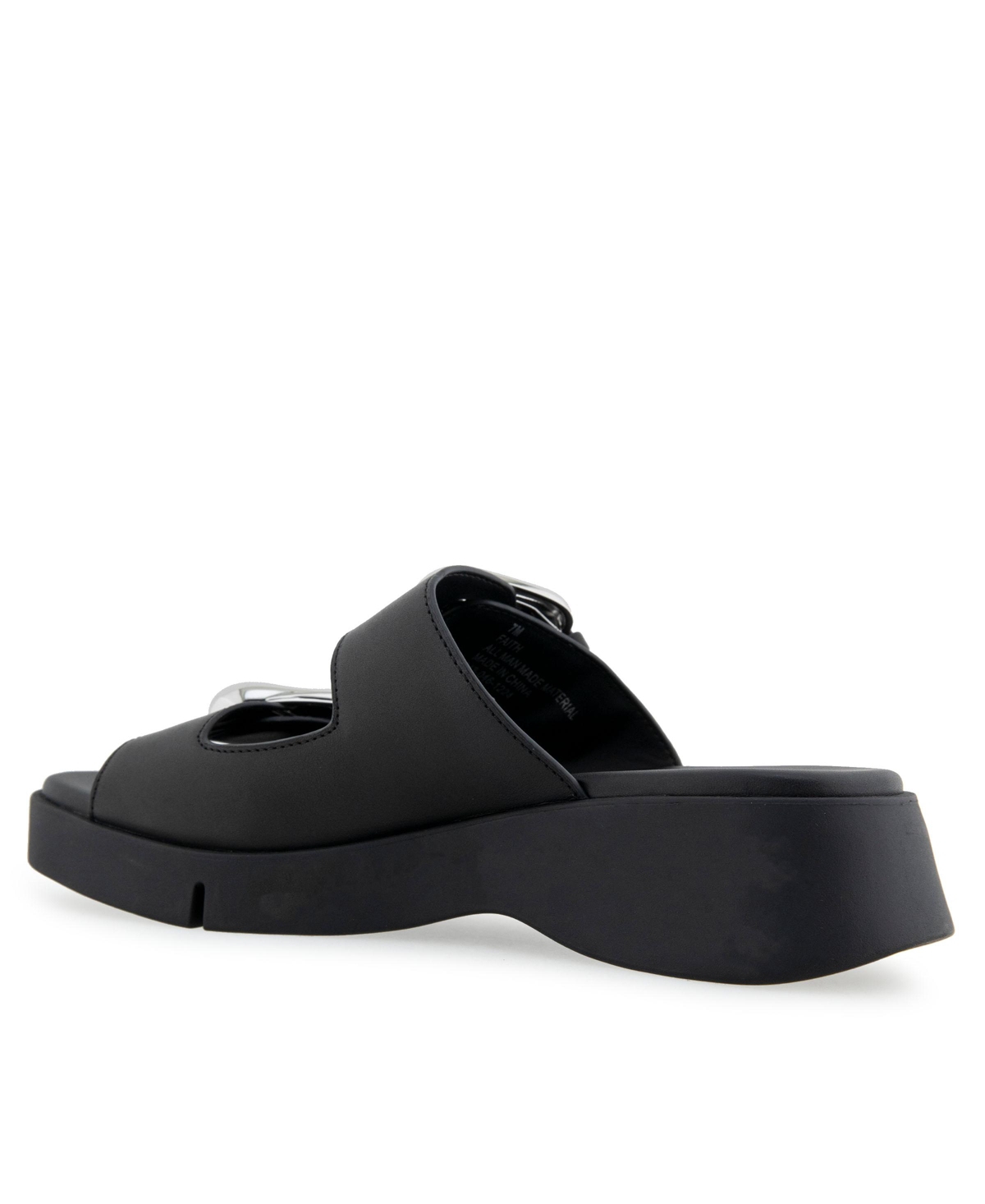 Shop Aerosoles Women's Faith Round Toe Flatform Sandals In Black Leather