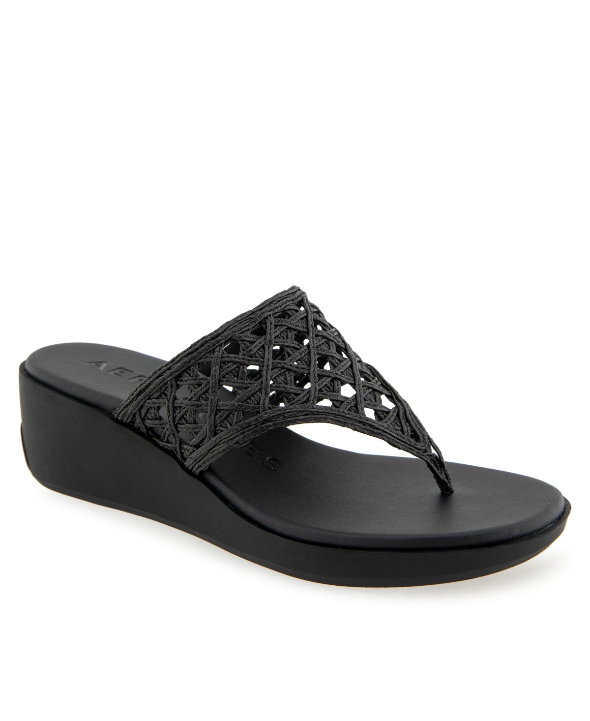 AEROSOLES WOMEN'S IVIE ROUND TOE WEDGE SANDALS 