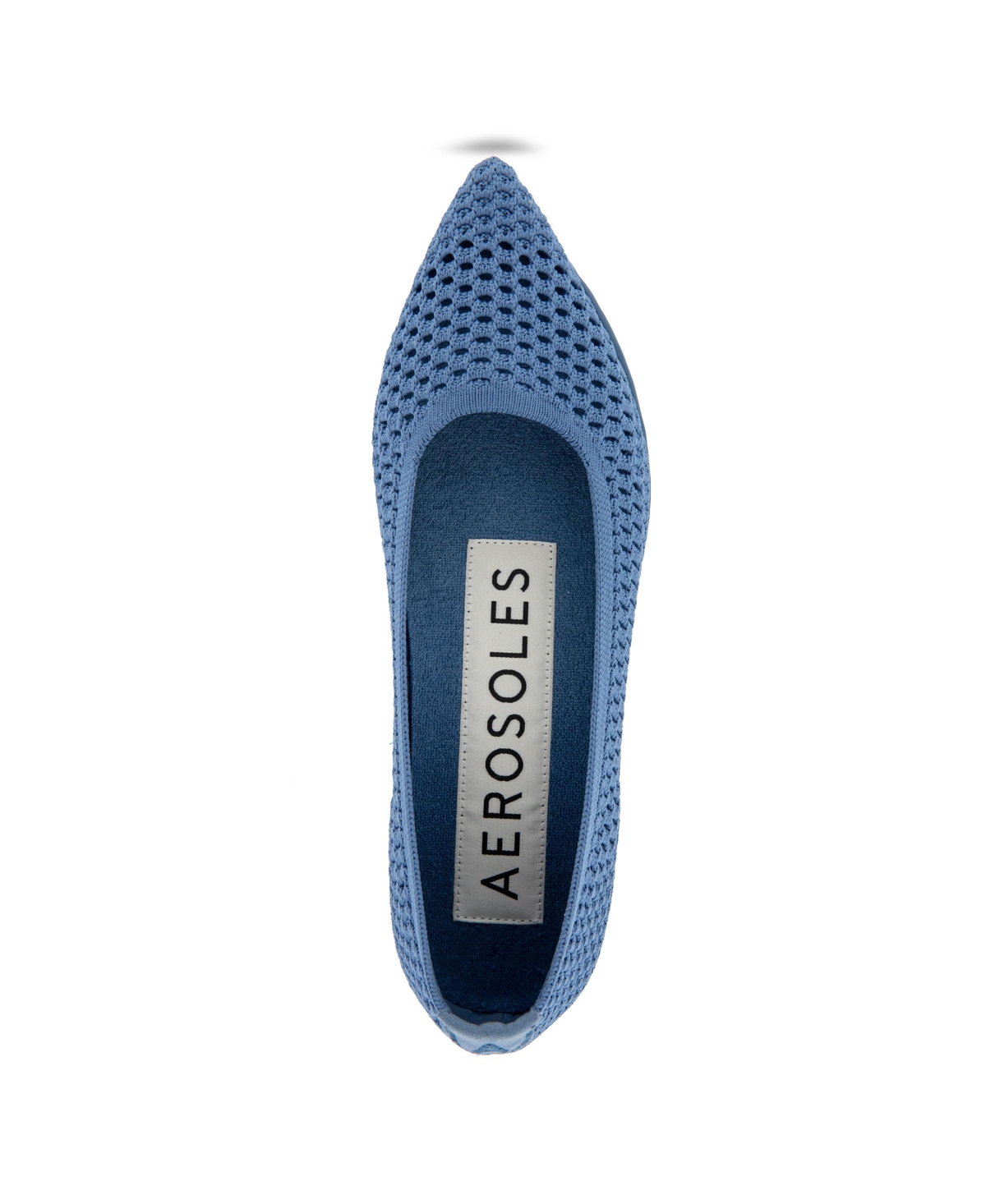 Shop Aerosoles Women's Danielle Pointed Toe Flat Flats In Blue Jean Textured Knit Fabric