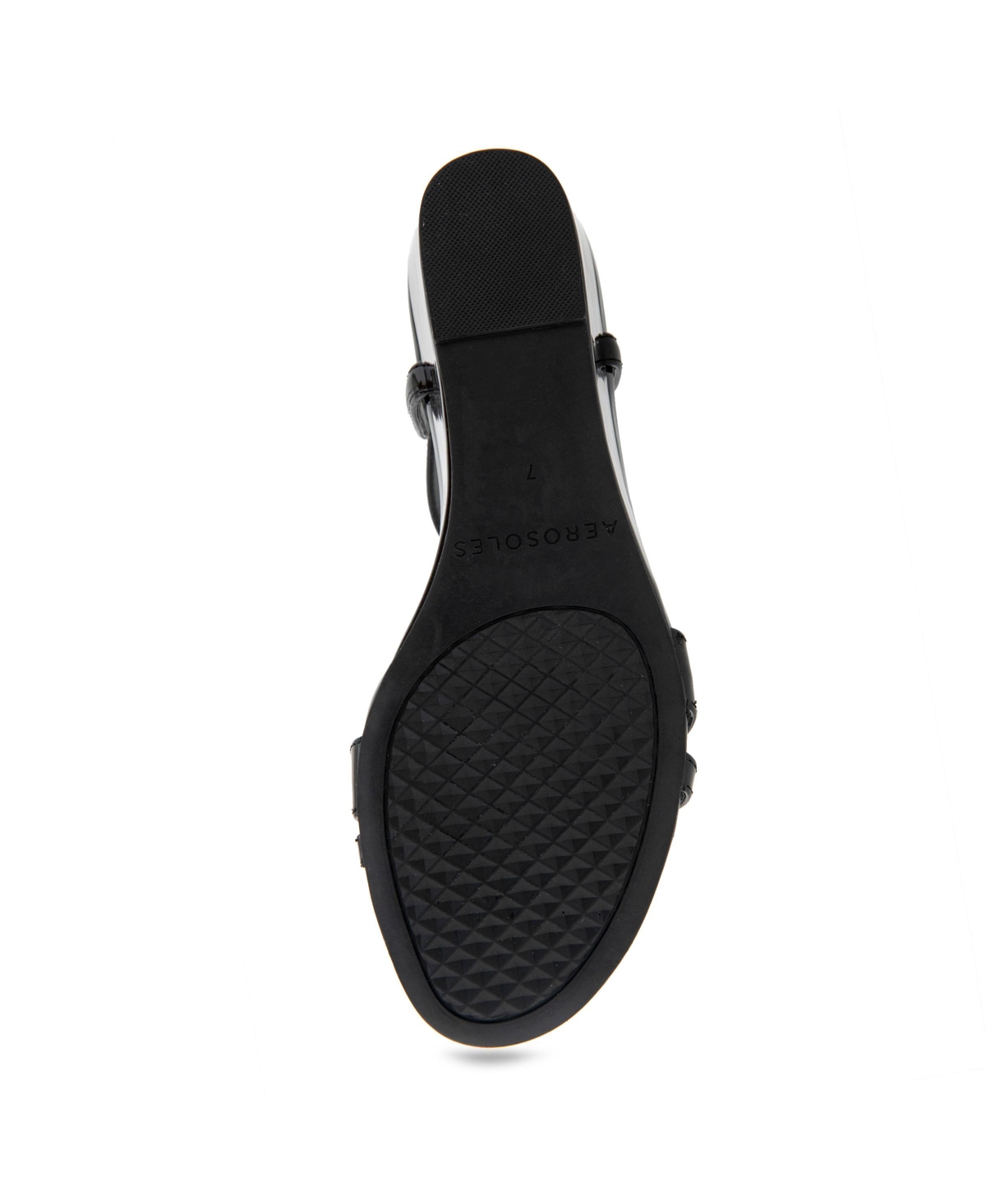 Shop Aerosoles Women's Witt Round Toe Wedge Sandals In Black Patent Faux Leather