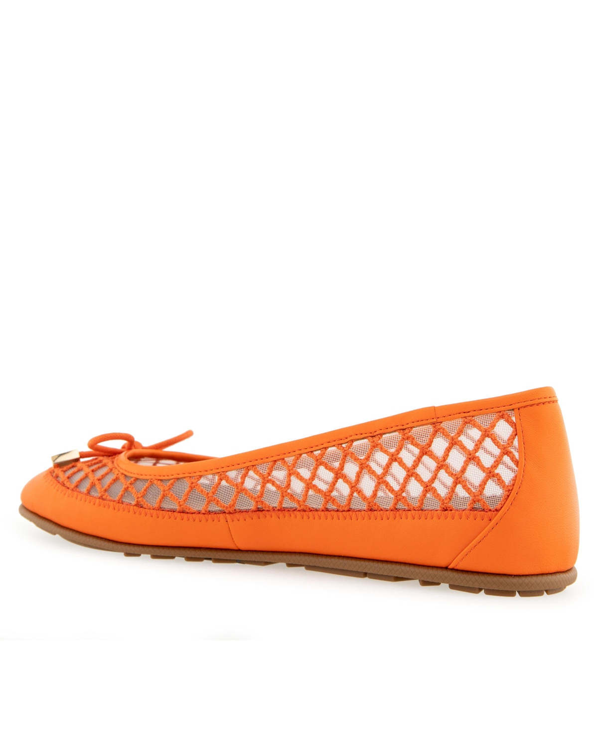 Aerosoles Women's Palma Round Toe Ballet Flats In Bright Orange Mesh