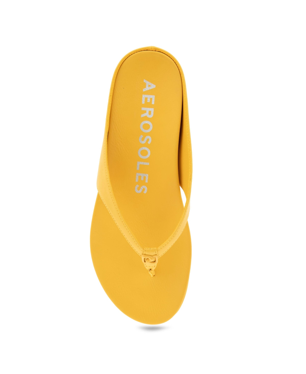 Shop Aerosoles Women's Fisher Round Toe Thong Sandals In Yellow Freesa Faux Leather
