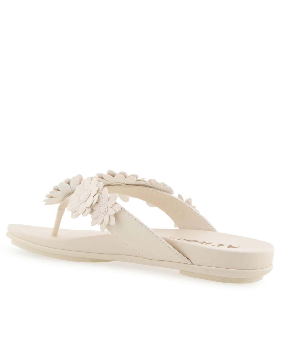 Shop Aerosoles Women's Farrah Round Toe Thong Sandals In Eggnog Faux Leather