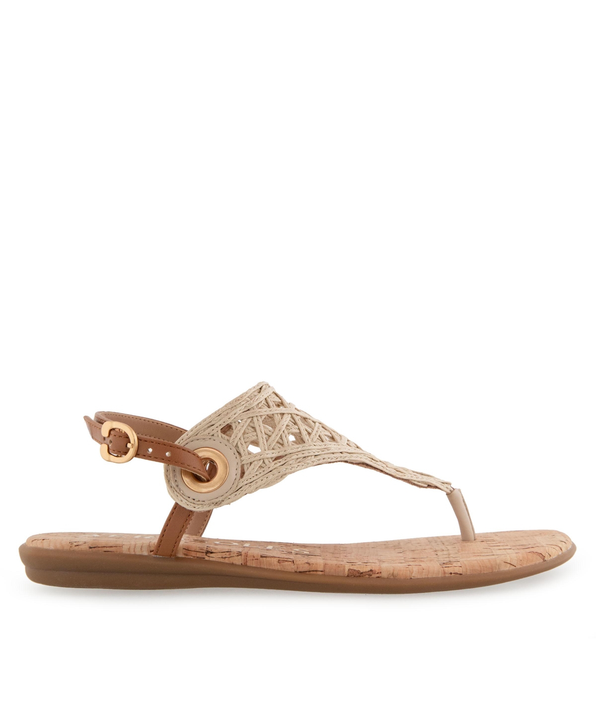 Shop Aerosoles Women's Conclusion Thong Open Toe Sandals In Natural Crochet Raffia