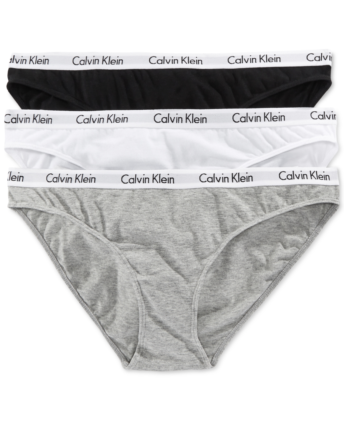 Shop Calvin Klein Women's Carousel Cotton 3-pack Bikini Underwear Qd3588 In Black,white,grey Heather