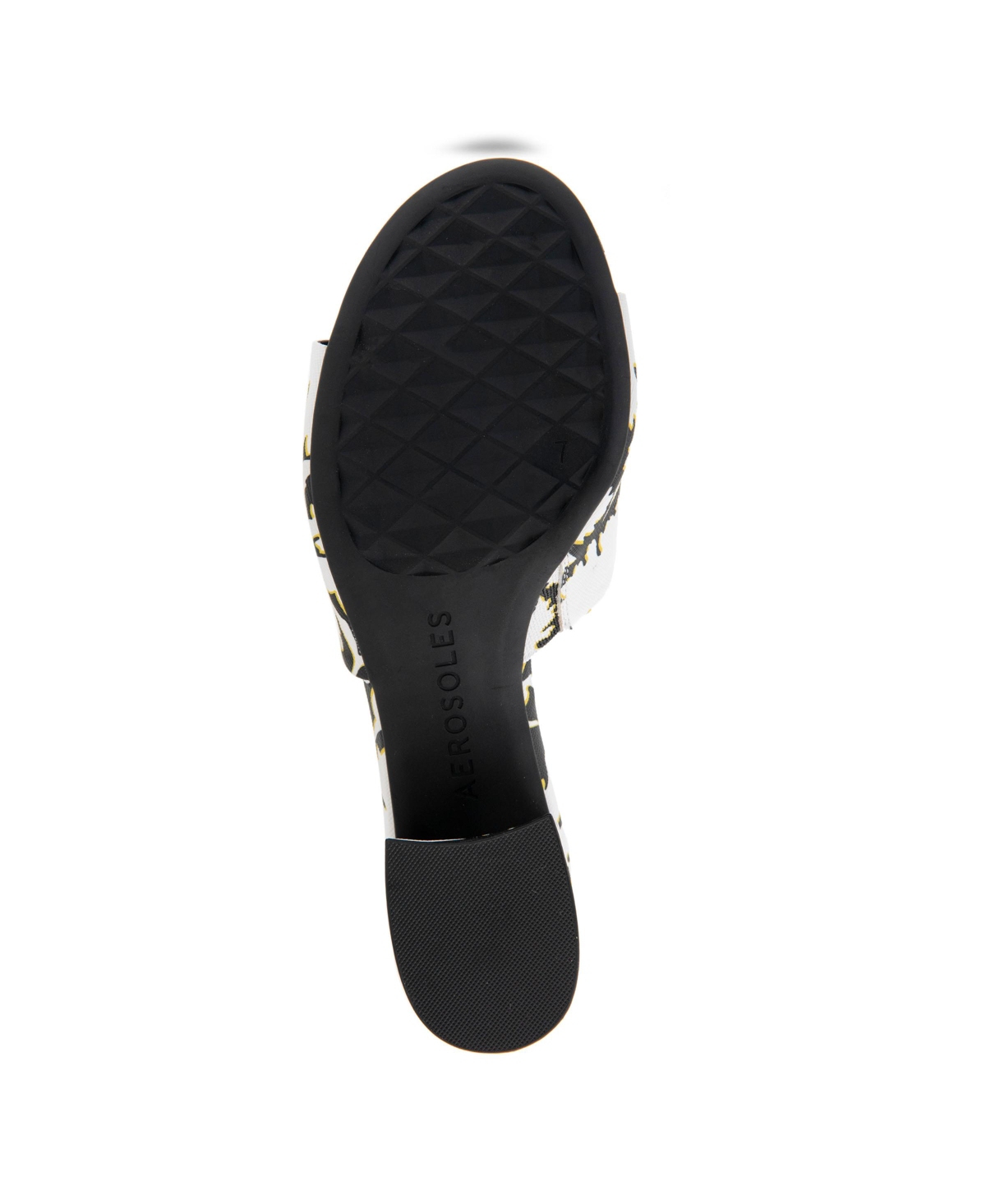 Shop Aerosoles Women's Como Round Toe Slide Sandals In Bright White,black Printed Floral Faux L